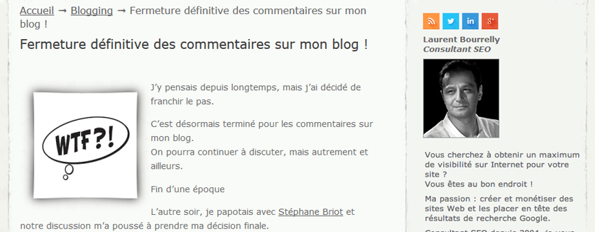 Screenshot blog Laurent Bourelly