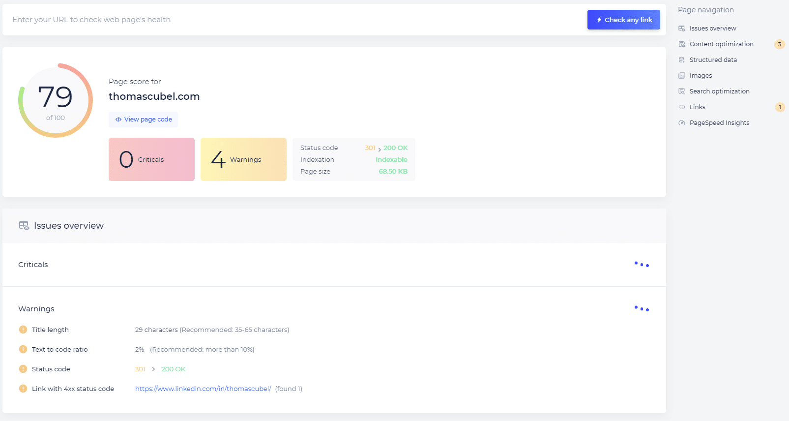 onpage seo checker sitechecker