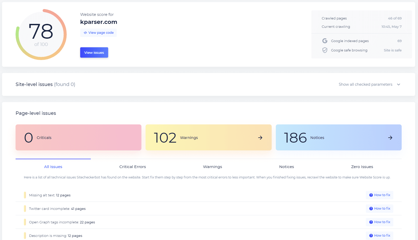 site audit sitechecker