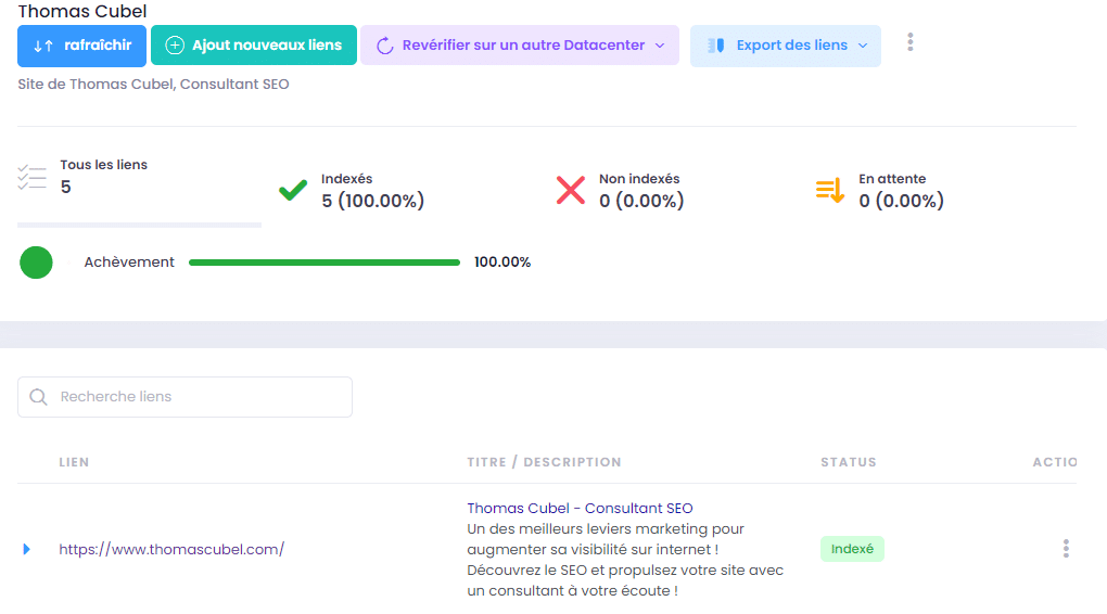 detail projet isindexed