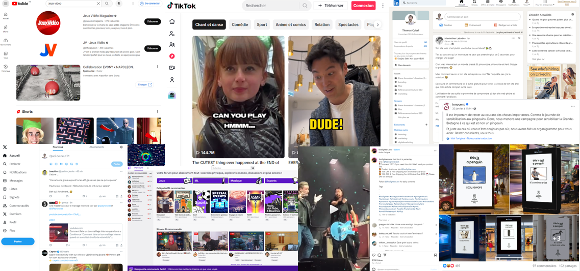 canaux de diffusion youtube tiktok facebook linkedin instagram